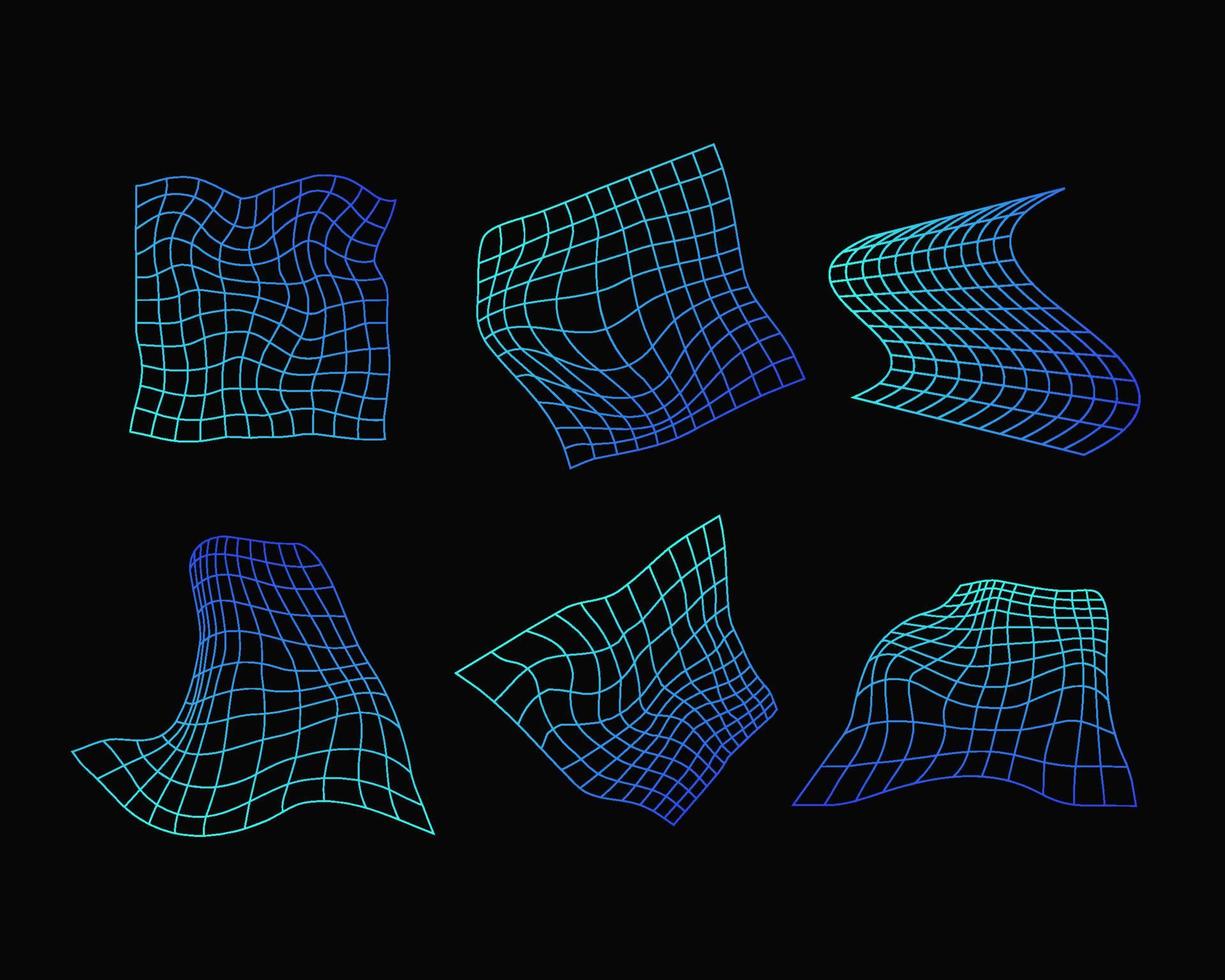 cuadrículas geométricas con conjunto de degradado de neón vector