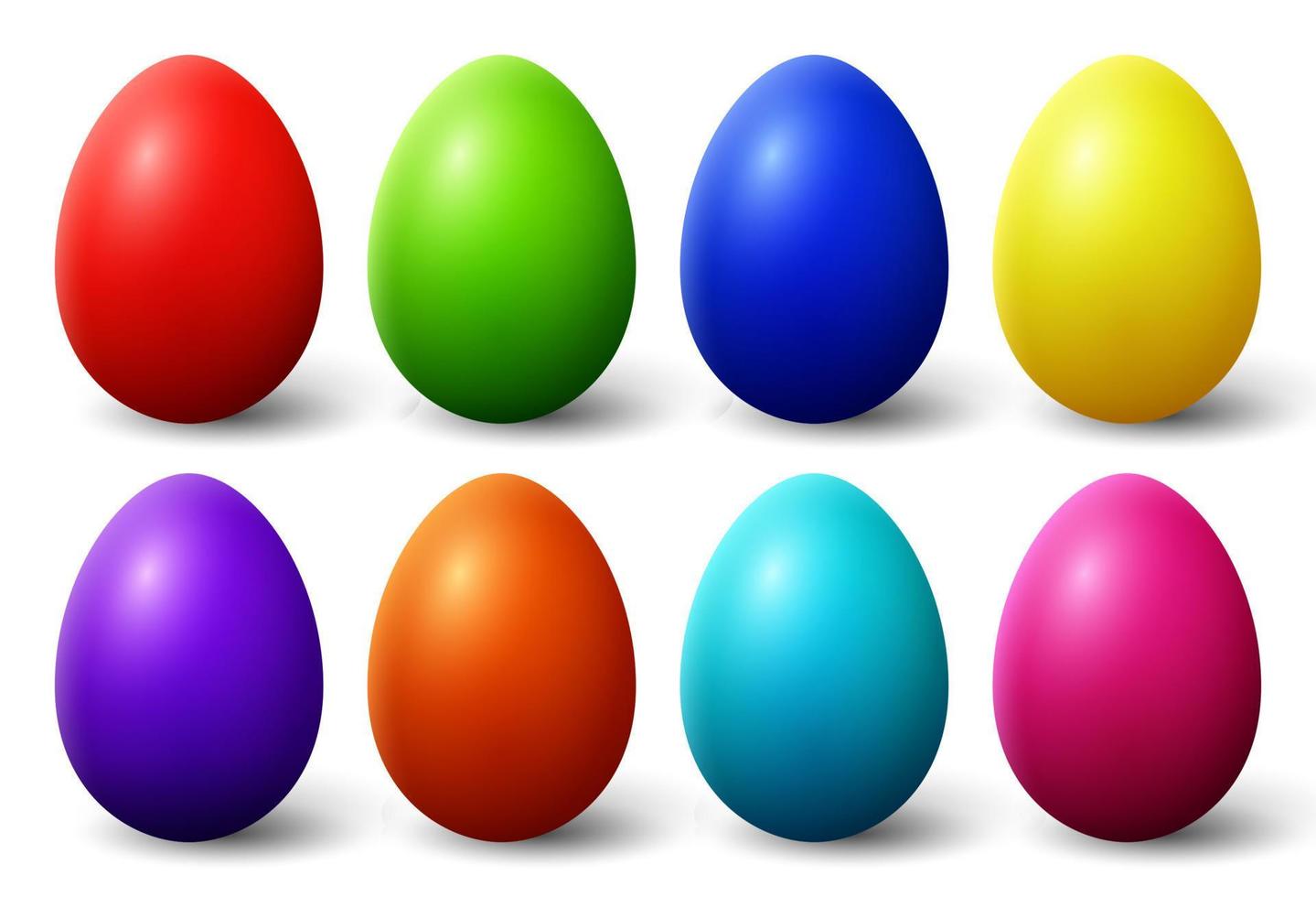 colección de huevos de pascua coloridos sobre un fondo blanco vector