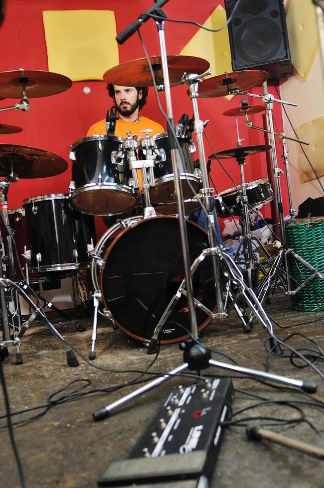 music band have training in garage photo