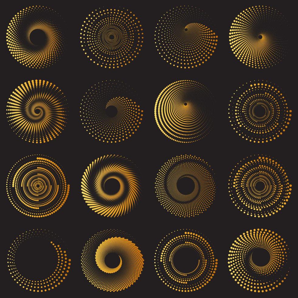 conjunto de iconos de espiral de vórtice dorado vector