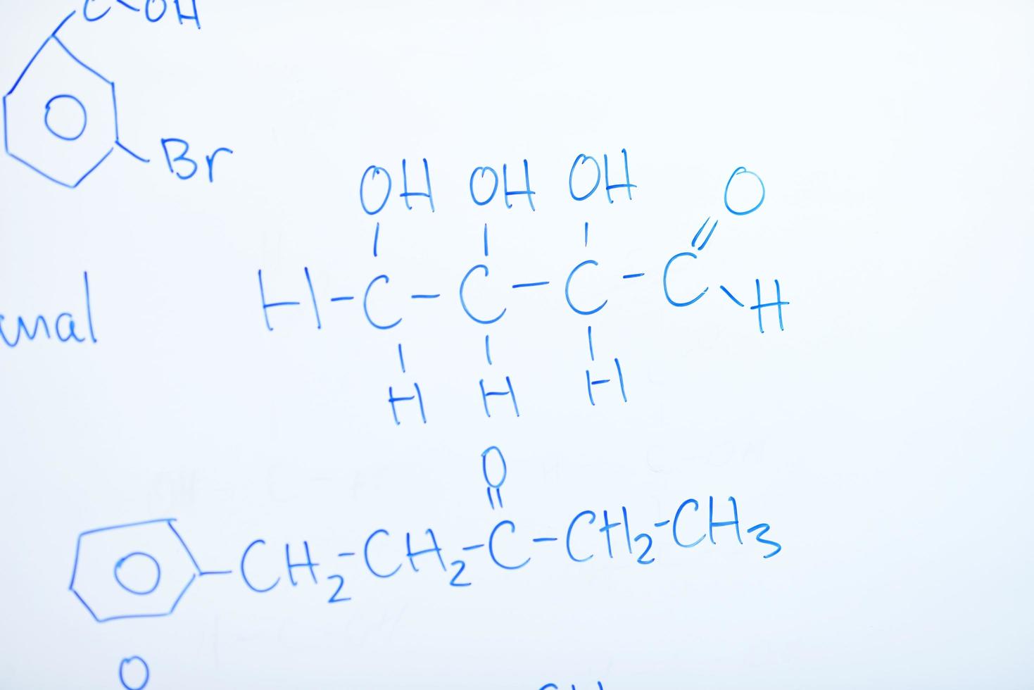 chemical molecule structure on white boar photo