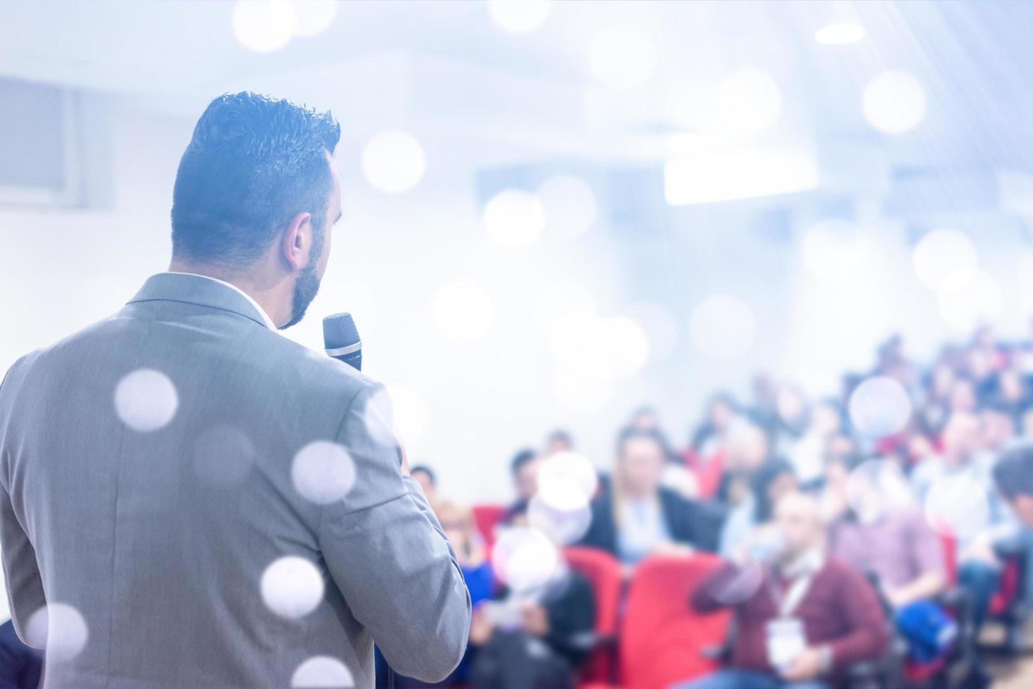 businessman giving presentations at conference room photo