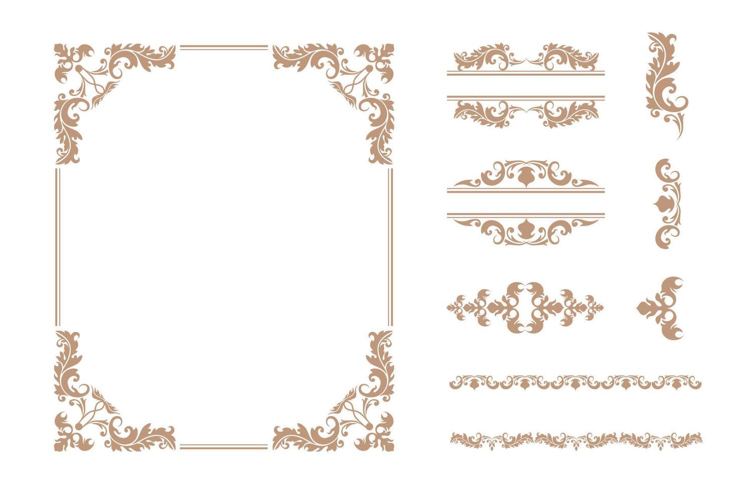 Set of various luxury vintage ornament frame and decorative classical delimiter vector illustration