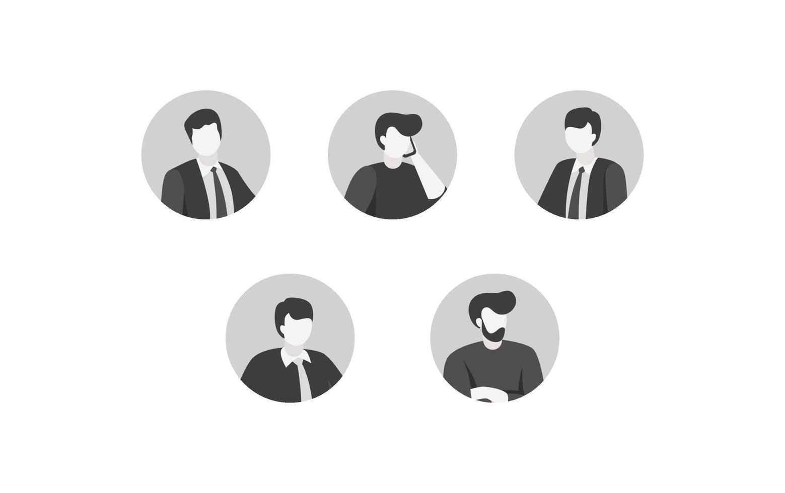 Business monochrome avatars. Business characters in formal jackets and ties with stylish hairstyles. vector