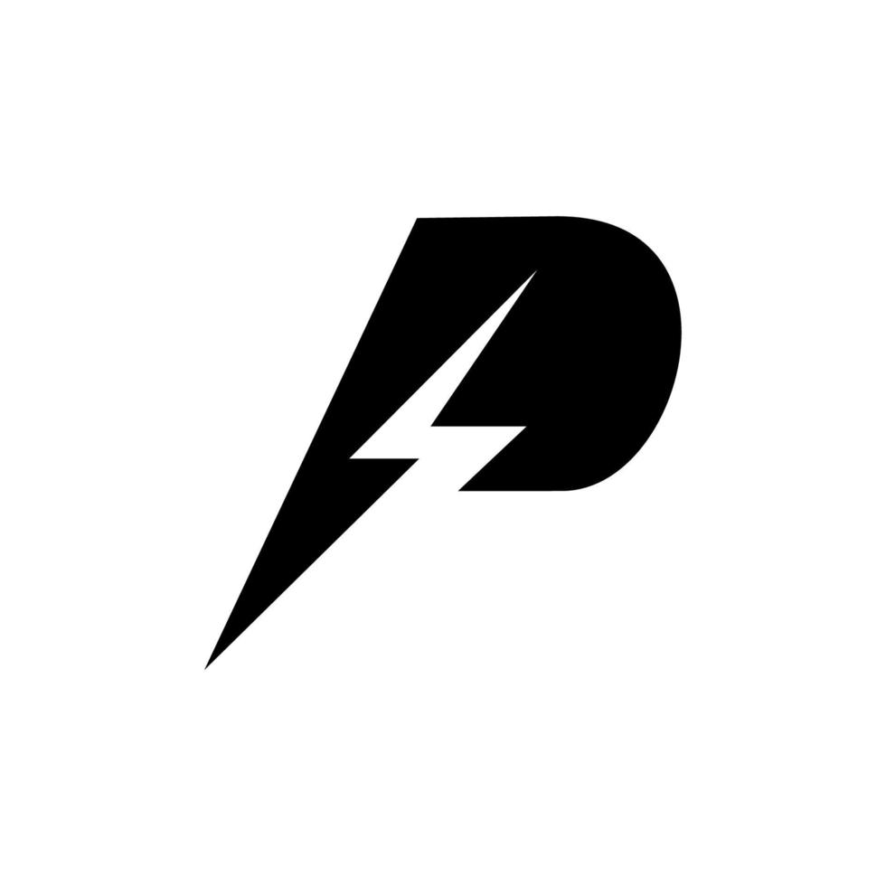 Letter P And Lightning Bolt Logo Design Template vector