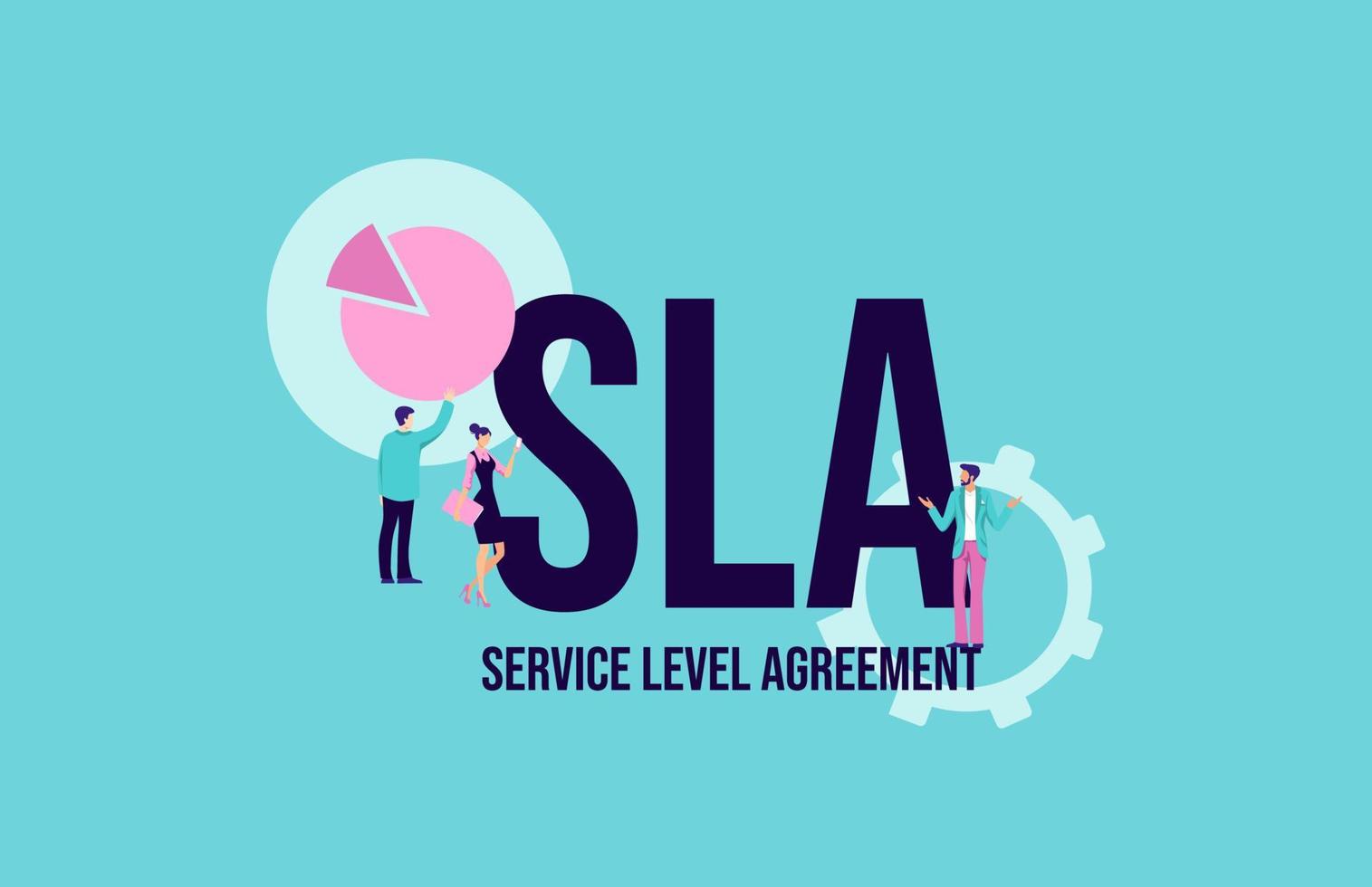 SLA Service level agreement. Promotional communication social media marketing technologies. vector