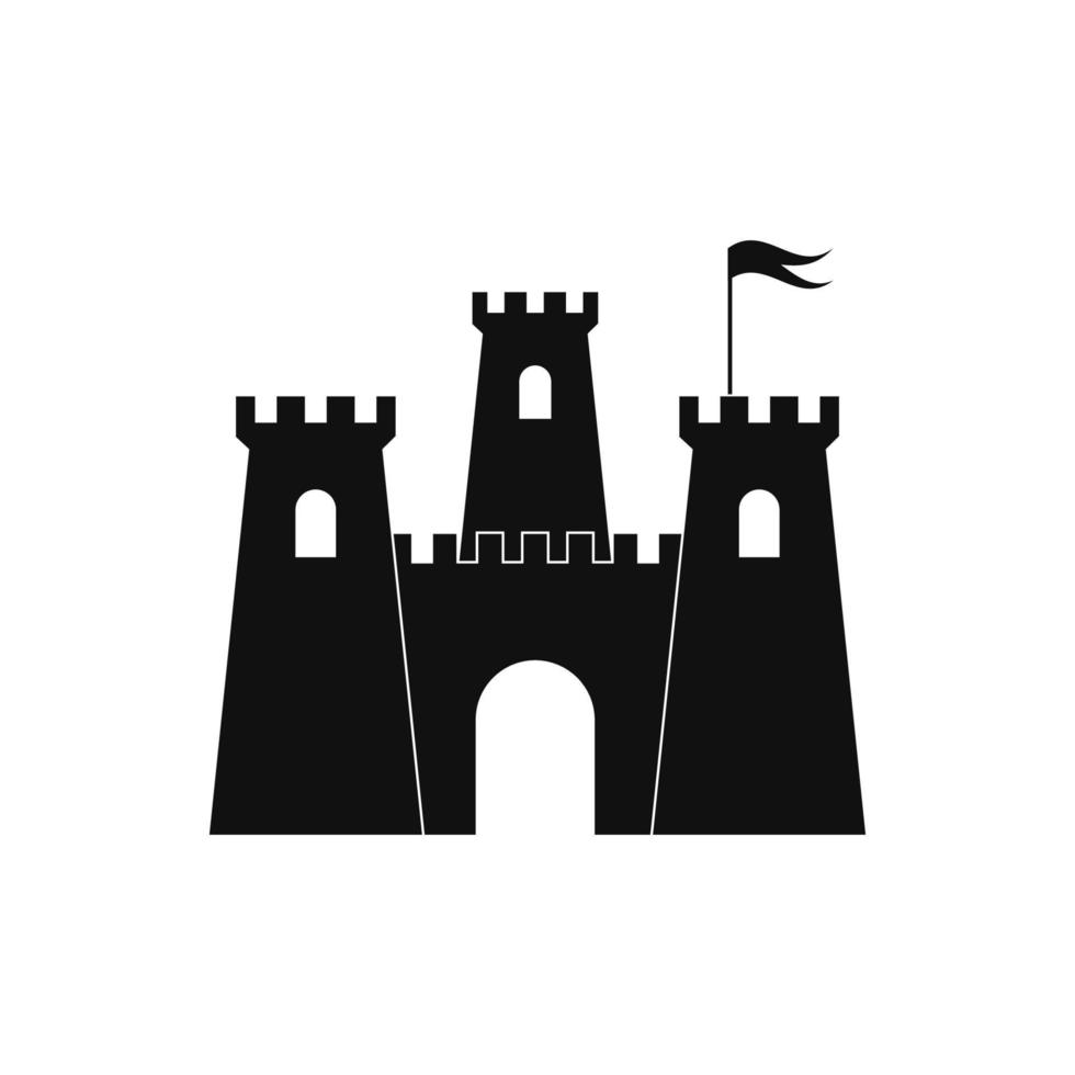 Black medieval castle. Antique fort palace with massive towers vector