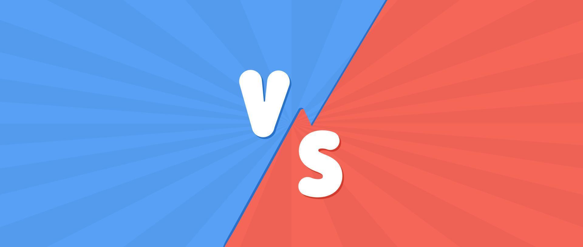 VS challenge to battle competition background. Illustration of confrontation between two strong rivals in blue red design VS colorful symbol duel sports fighting to win final vector round.