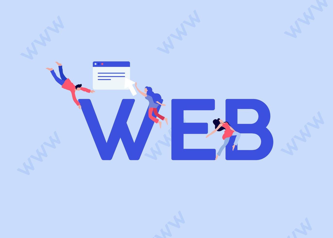 WEB development illustration. Online programming and coding of websites applications on computers. vector