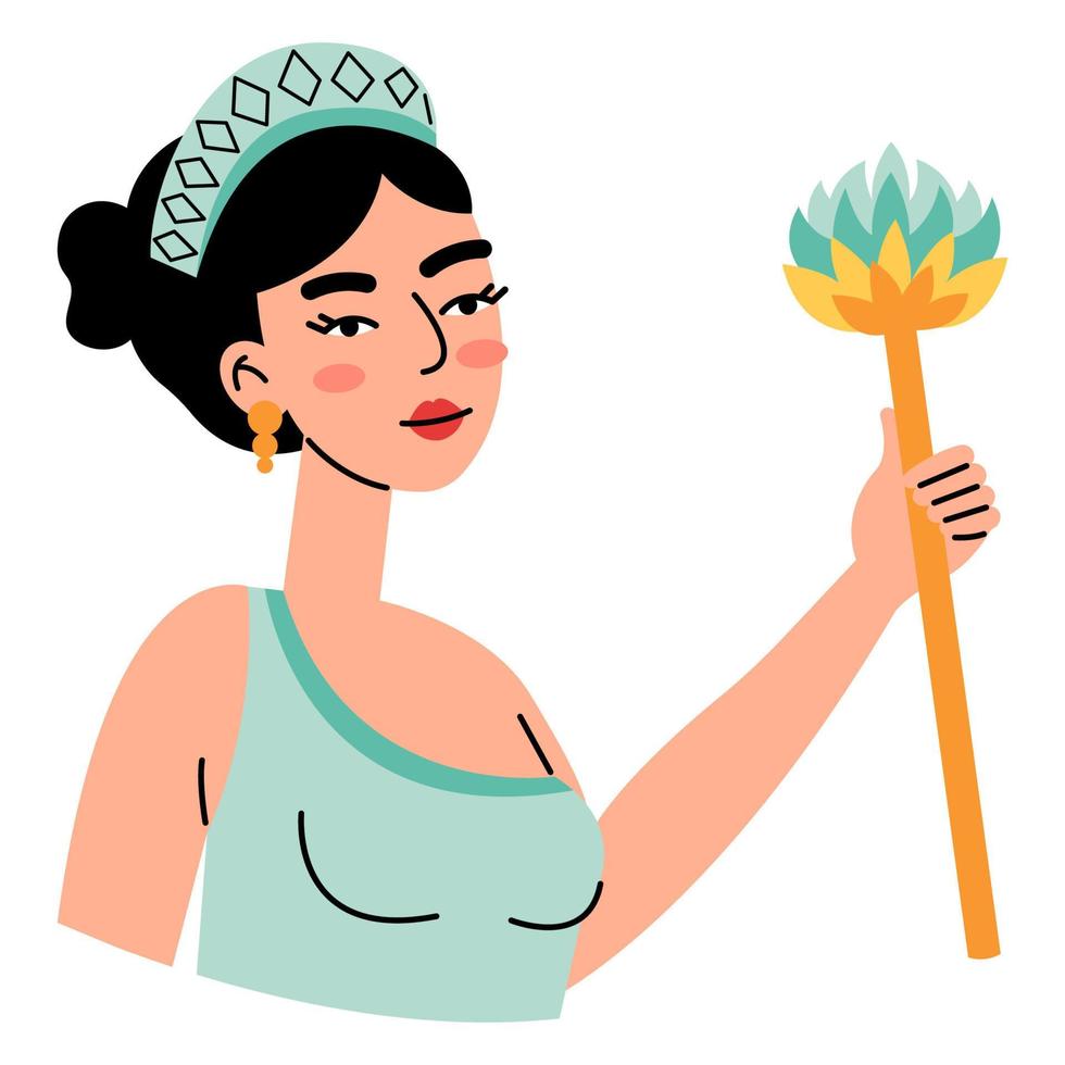 Greek mythology concept. Goddess Hera - the queen of the gods, the goddess of marriage, women and marital harmony. vector