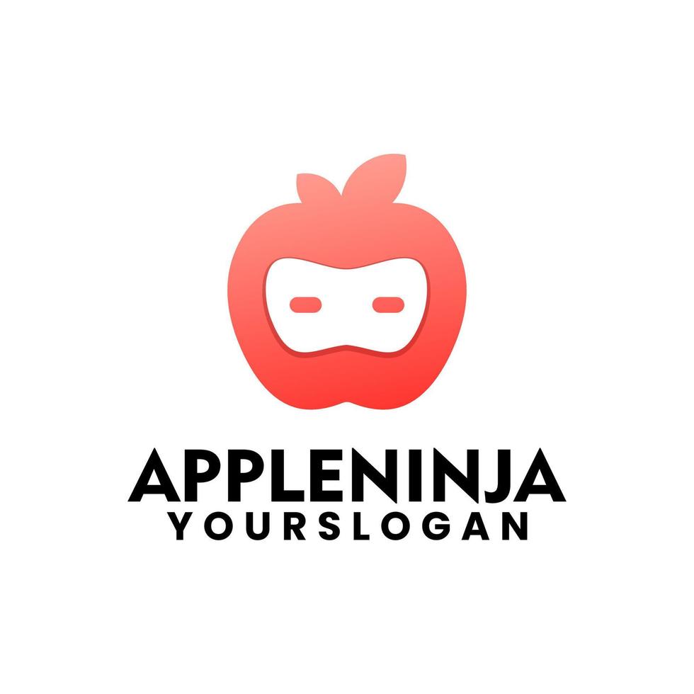 apple ninja fruit logo design vector