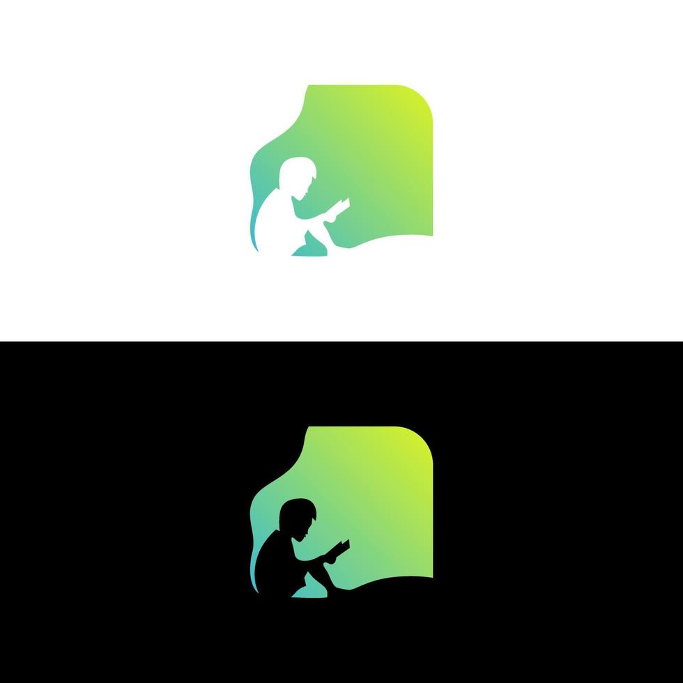 diseño de logotipo de libro de lectura para niños vector