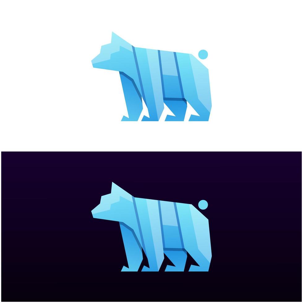 modern blue bear gradient logo design vector