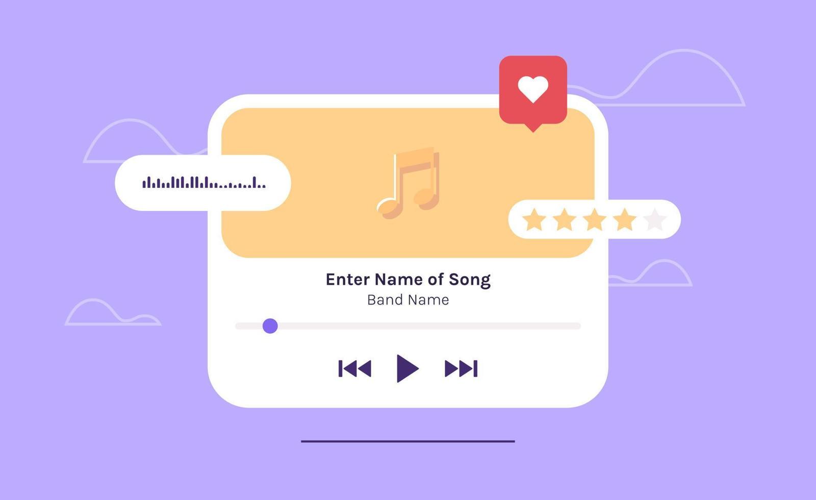 Modern music player ui design and audio media playback controls concept ...
