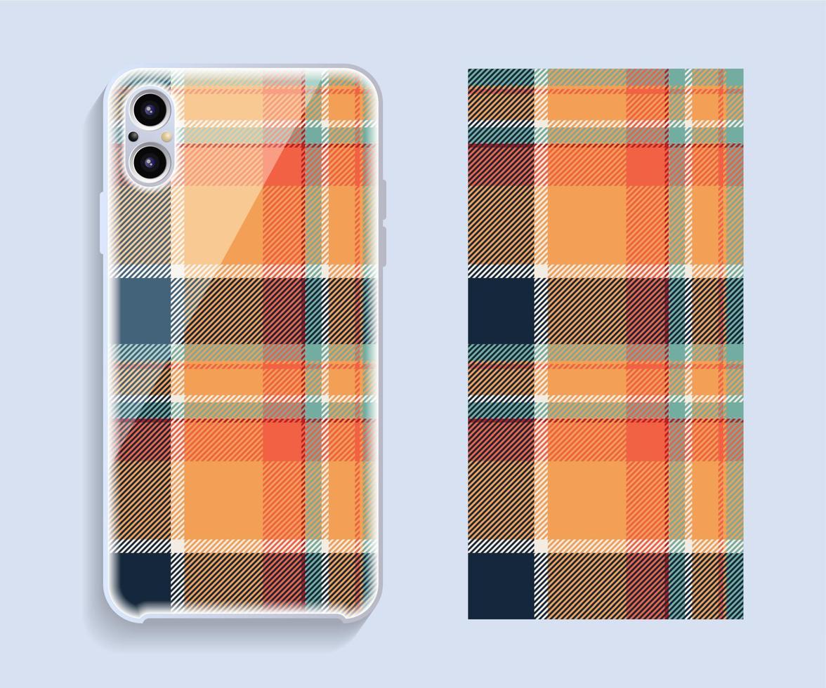 Smartphone cover design vector mockup. Template geometric pattern for mobile phone back part. Flat design.