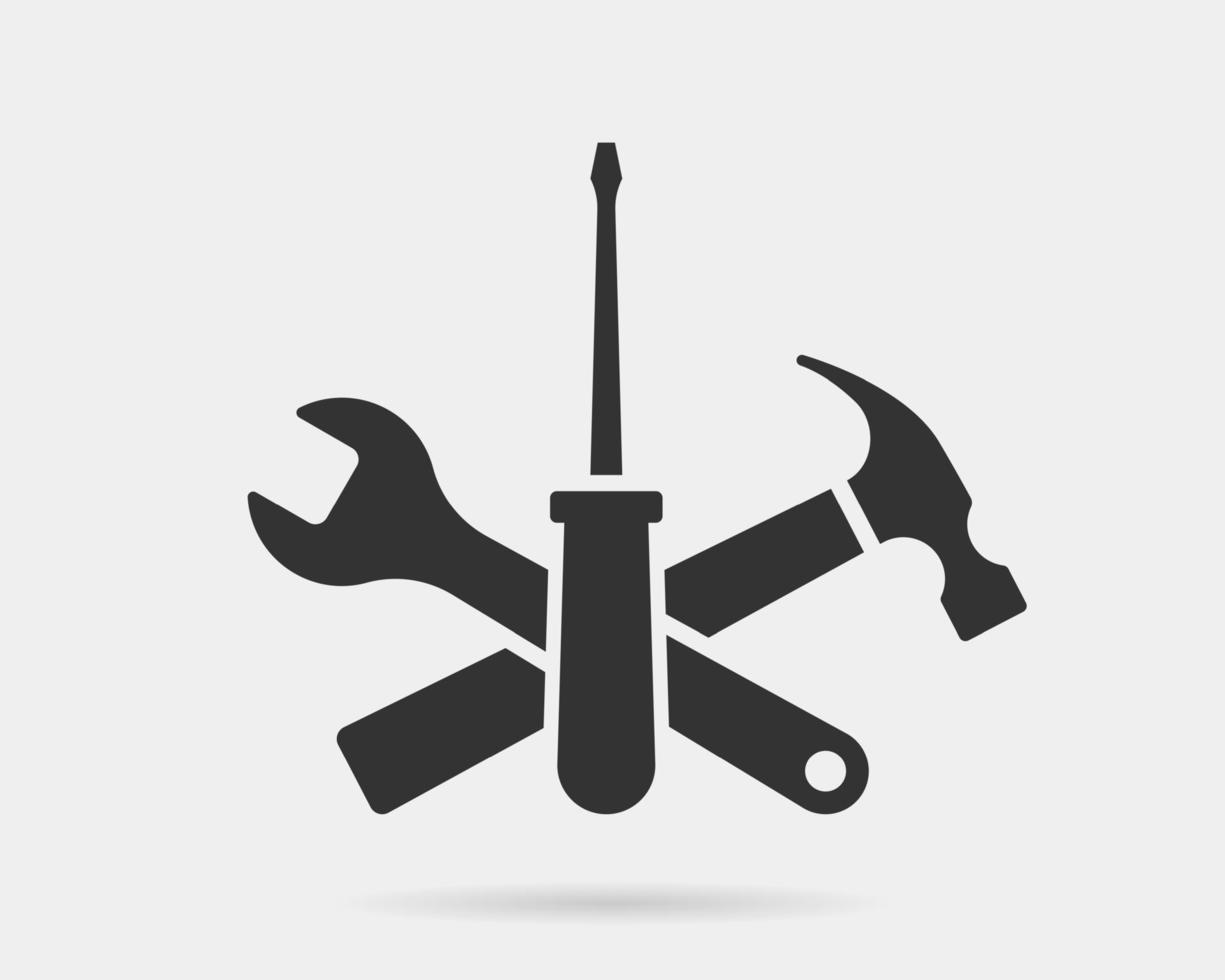 Tools vector wrench icon. Spanner logo design element. Key tool isolated on white background.