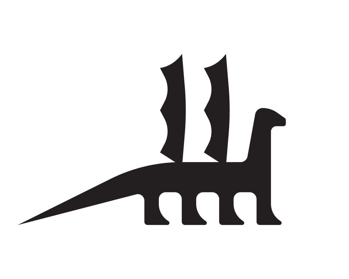 Dragon logo vector template. Black and white silhouette of a dinosaur