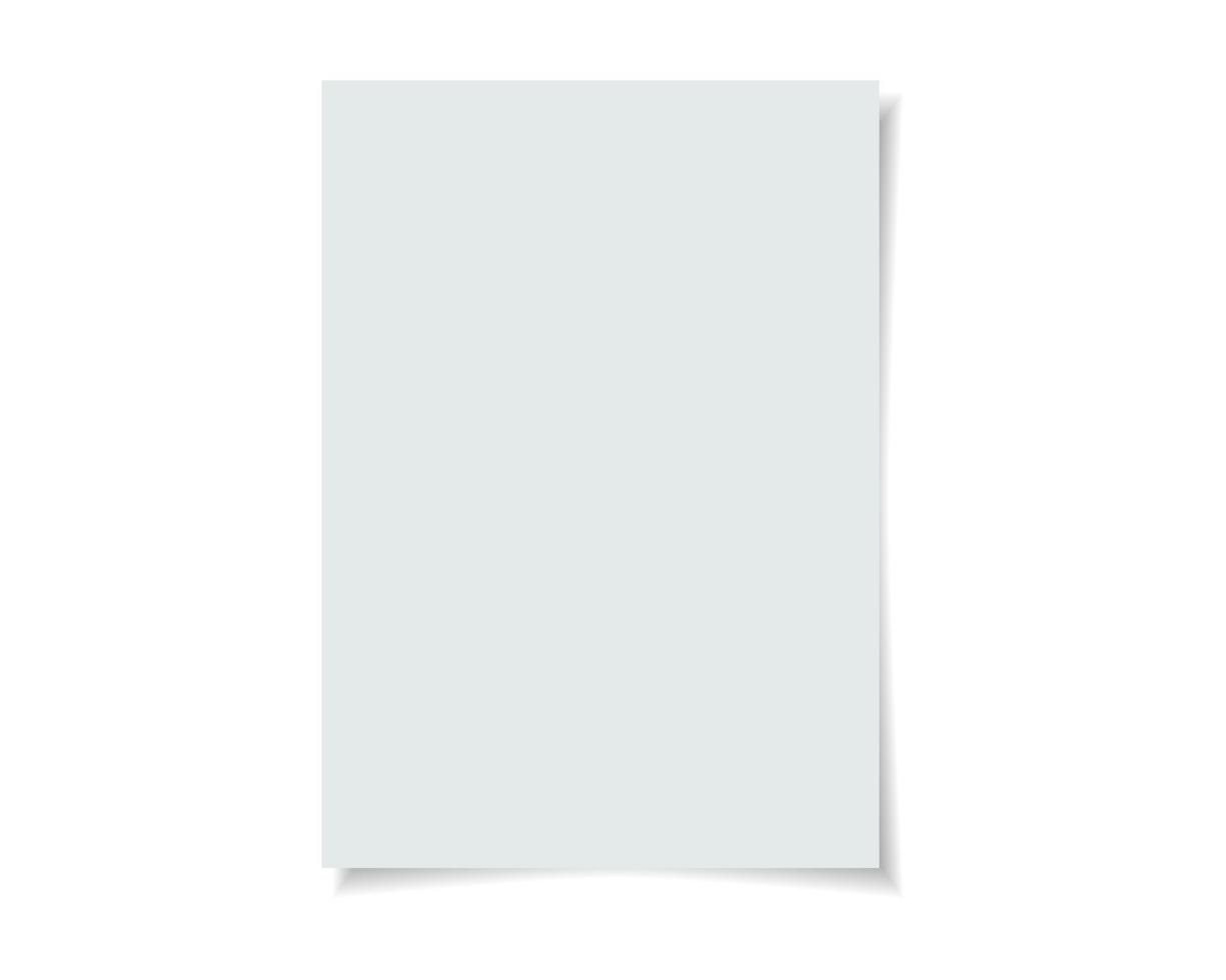 Vector paper format A4 size with realistic shadow. White blank page isolated on background. Mock up template.