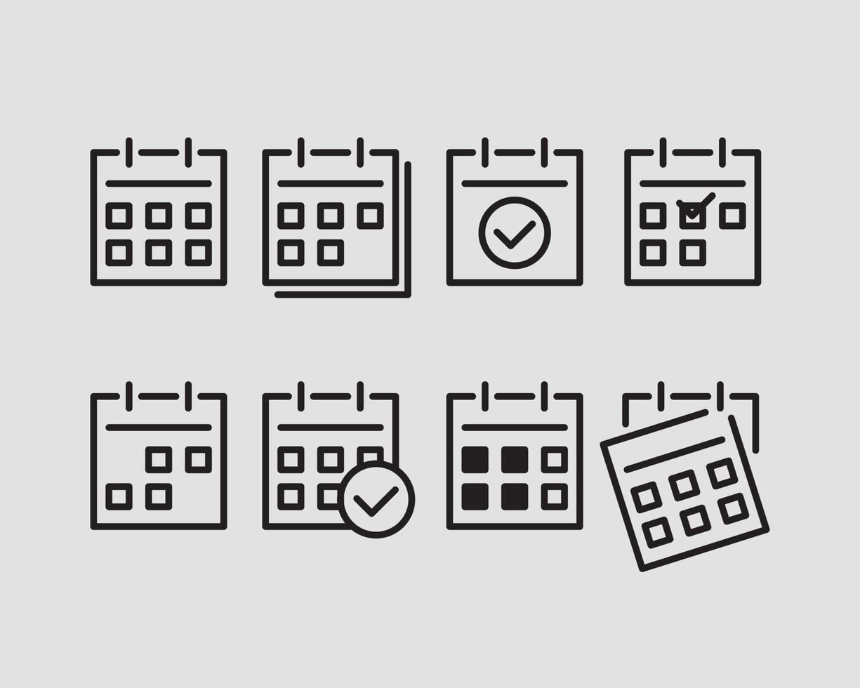 Establecer iconos de calendario vector diseño de línea plana