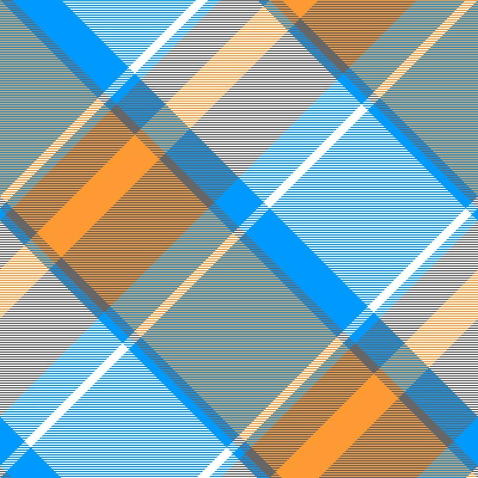 Orange blue gray check plaid seamless pattern vector