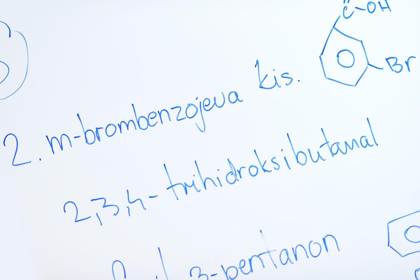 chemical molecule structure on white boar photo