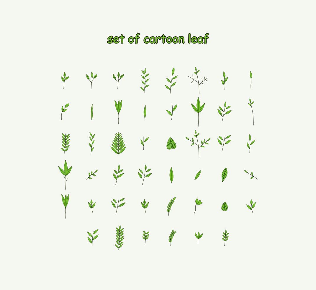 set of Cartoon leaf illustration vector