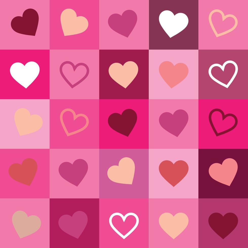 Heart Pattern Pink Colorful many shade Color Heart shape on square color pink shade vector