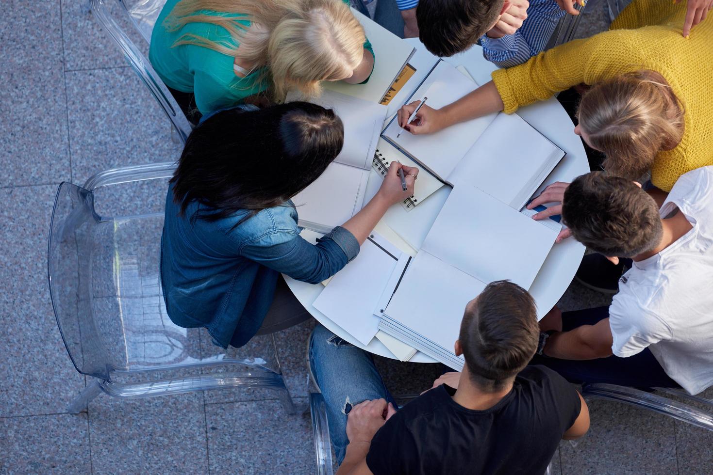 group of students  top view photo