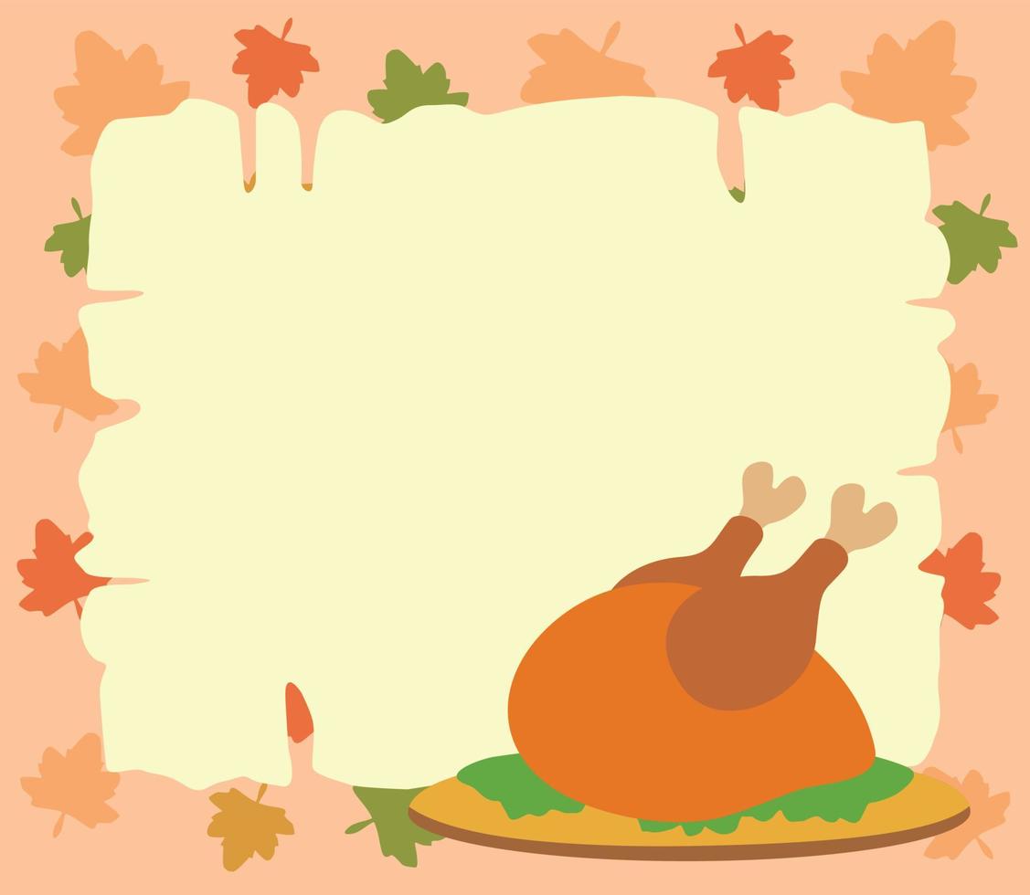 Thanksgiving background with cooked turkey vector