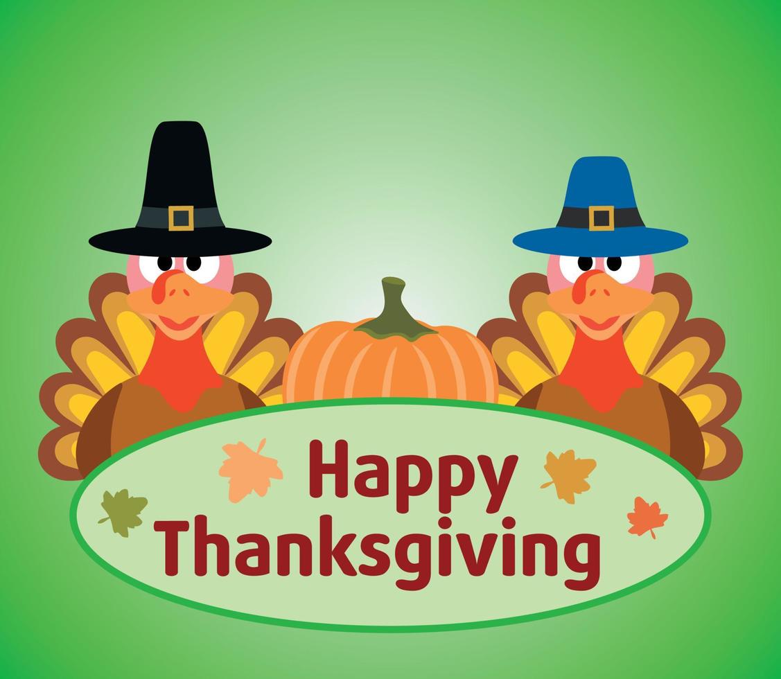 Thanksgiving day background with turkey and pumpkin vector