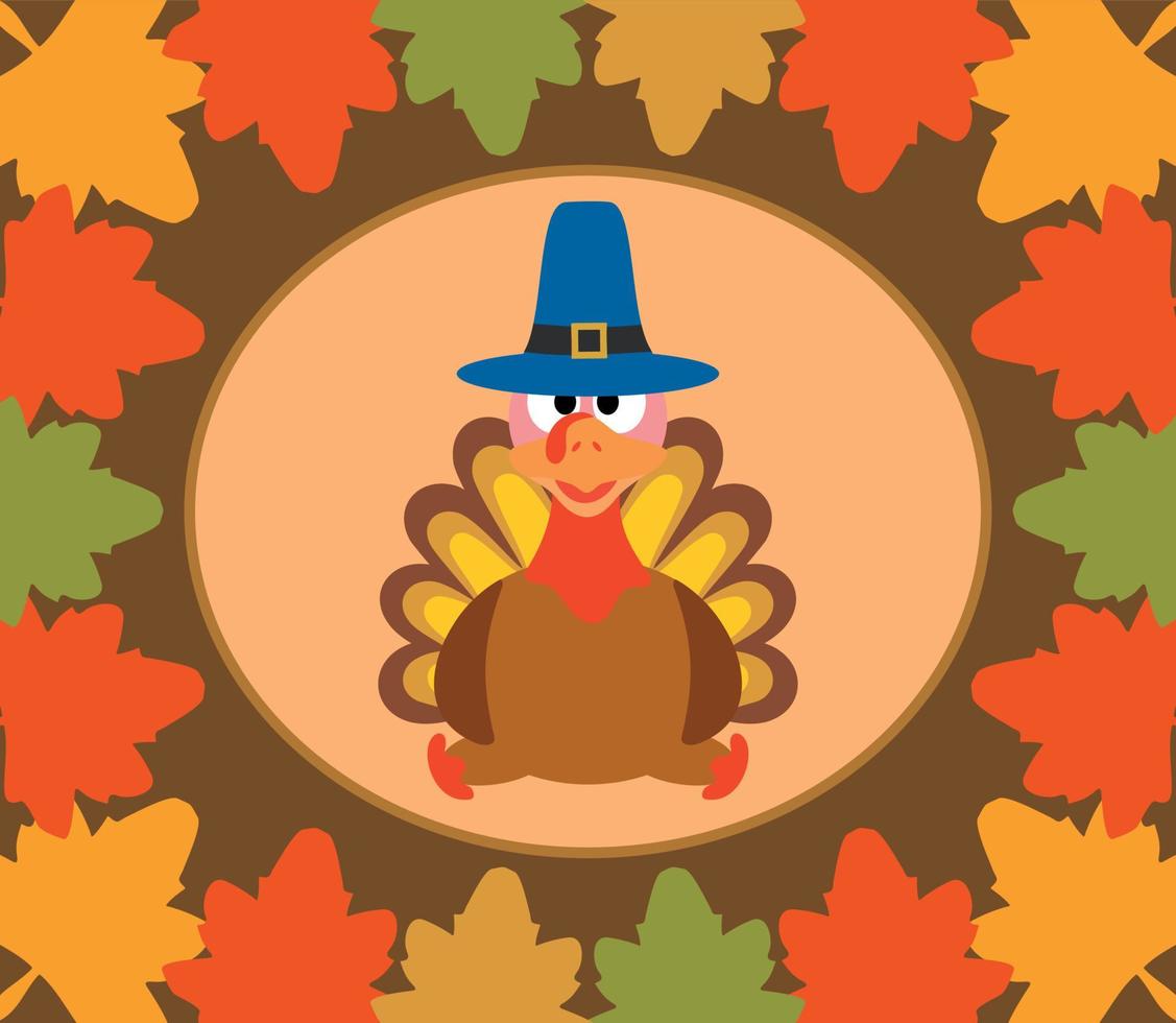 Autumn Thanksgiving Day background with turkey vector