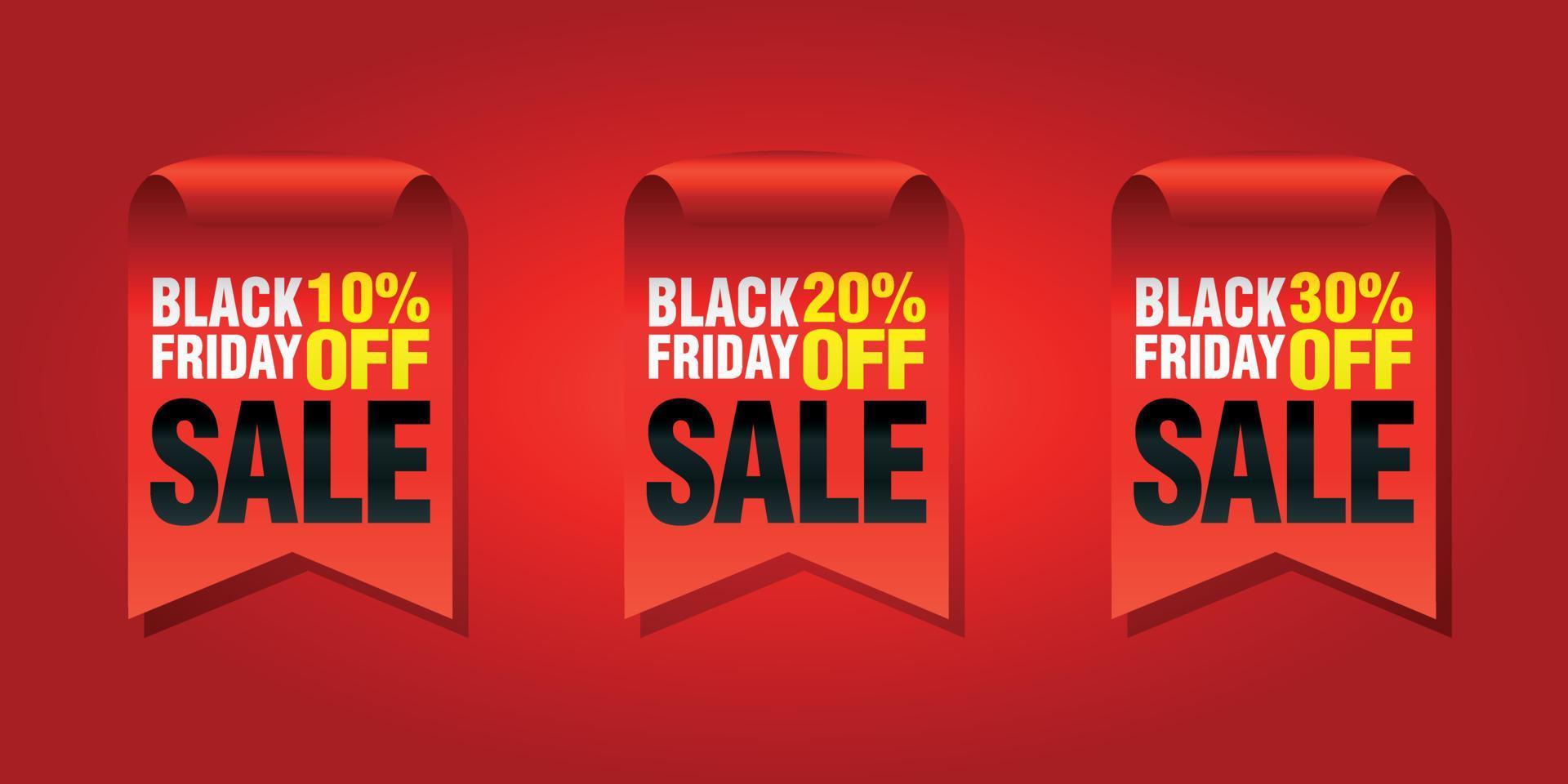 Black friday set of sale badges 10, 20, 30 off vector
