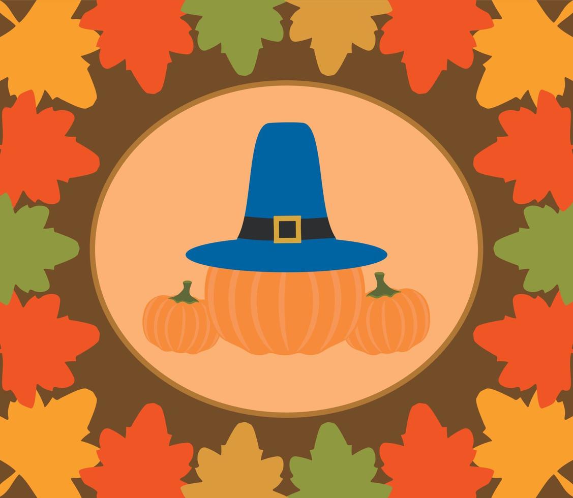 fondo de día de acción de gracias de otoño con vector de calabaza