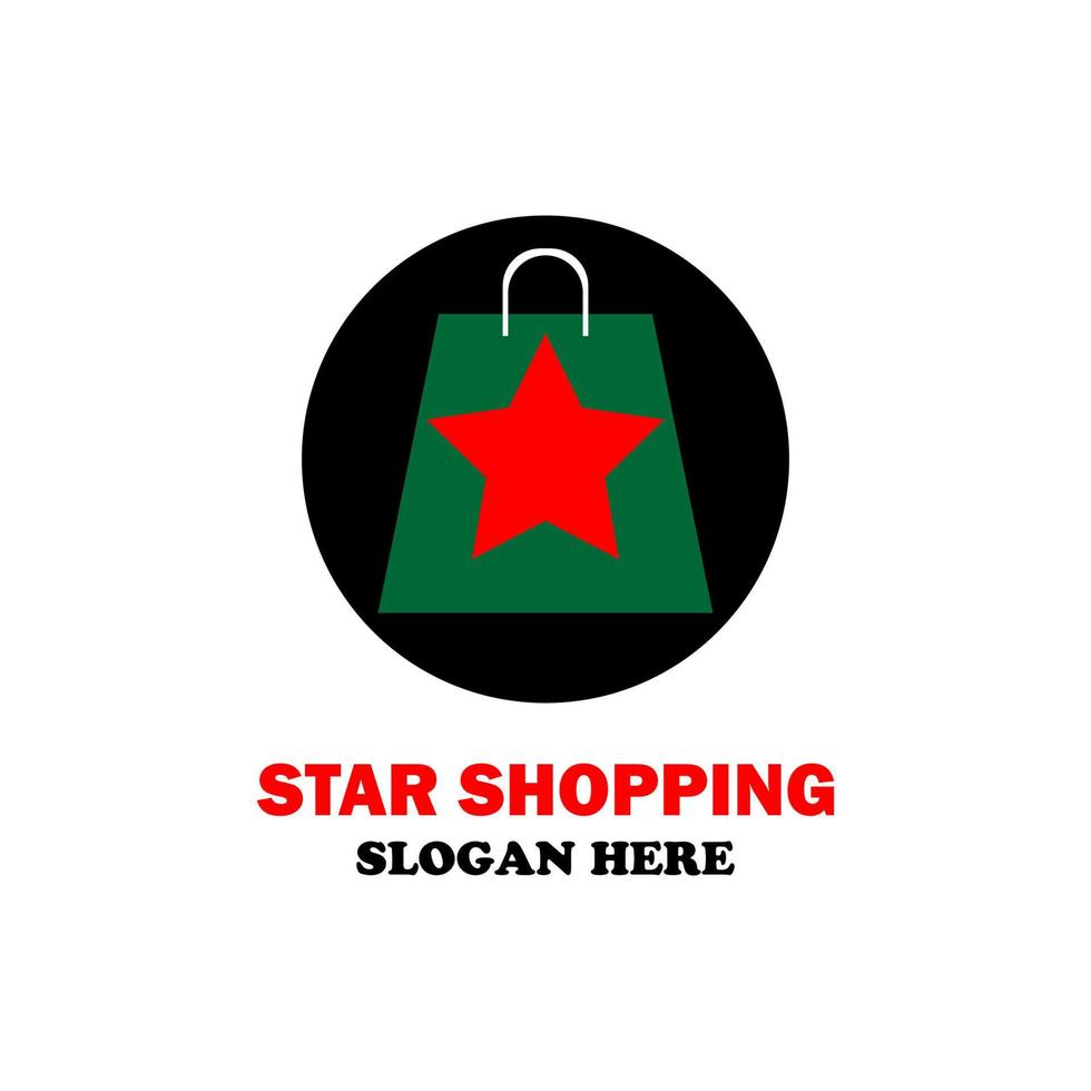 shopping bag red star in the middle icon logo vector