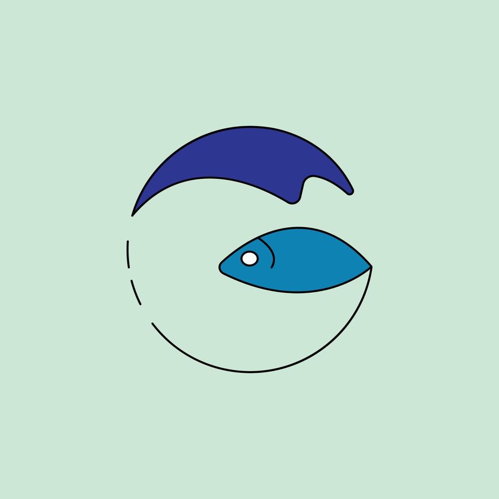 icono de logotipo de cola y pez circular abstracto vector