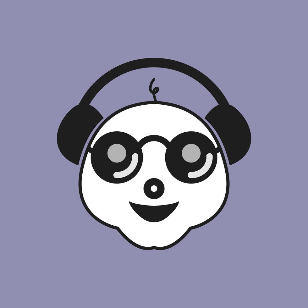 cute panda handset icon logo vector