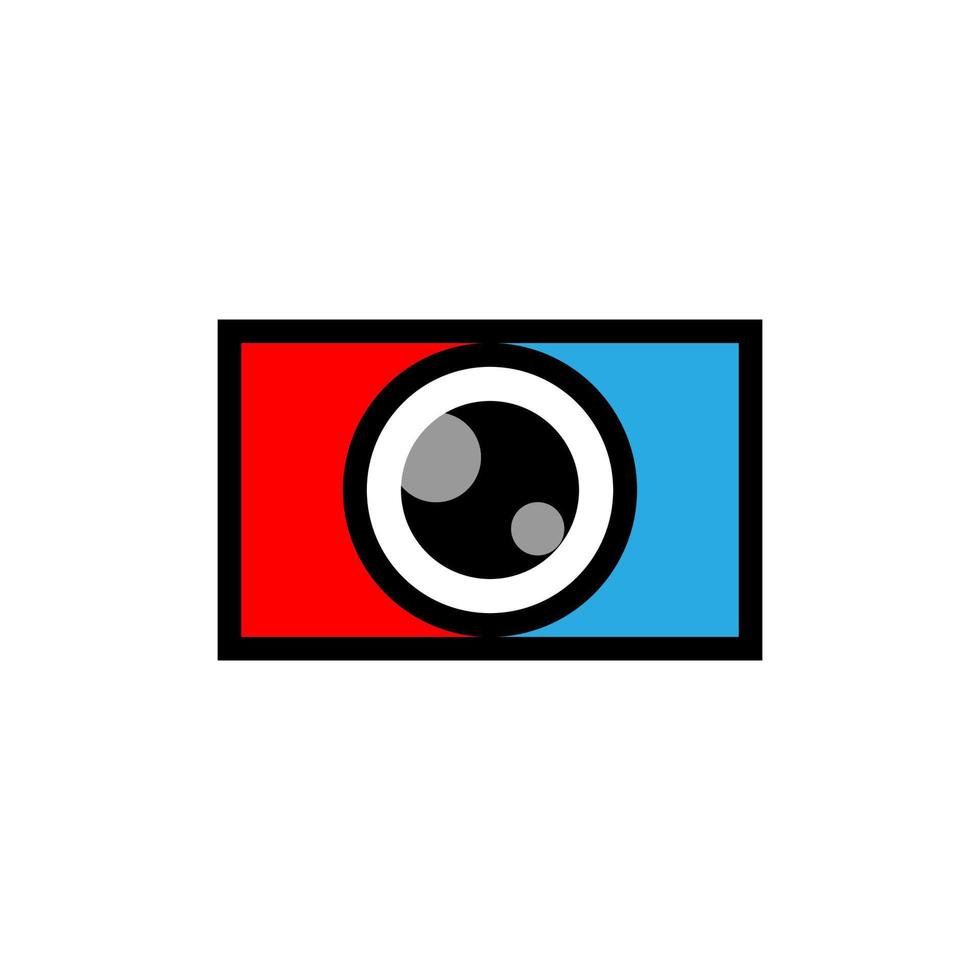 caja de cámara roja y azul y logotipo de icono de ojo de cámara vector