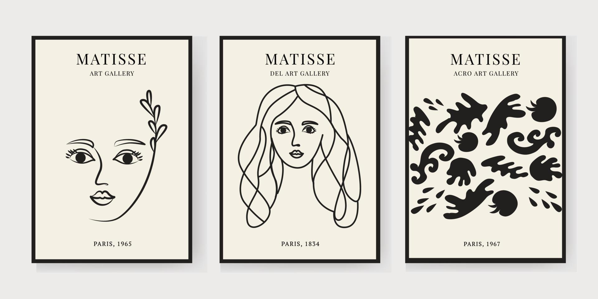 Abstract Matisse Art Set, Aesthetic Modern Art, Minimalist Art, Illustration, Vector, Poster, Postcard. A set of abstract fashion creative art vector