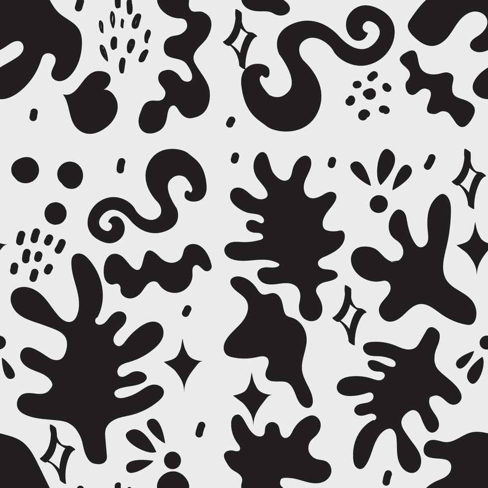 Abstract shapes seamless pattern. Trendy colorful freehand background design. Matisse inspired decoration wallpaper, childish nature symbols. vector