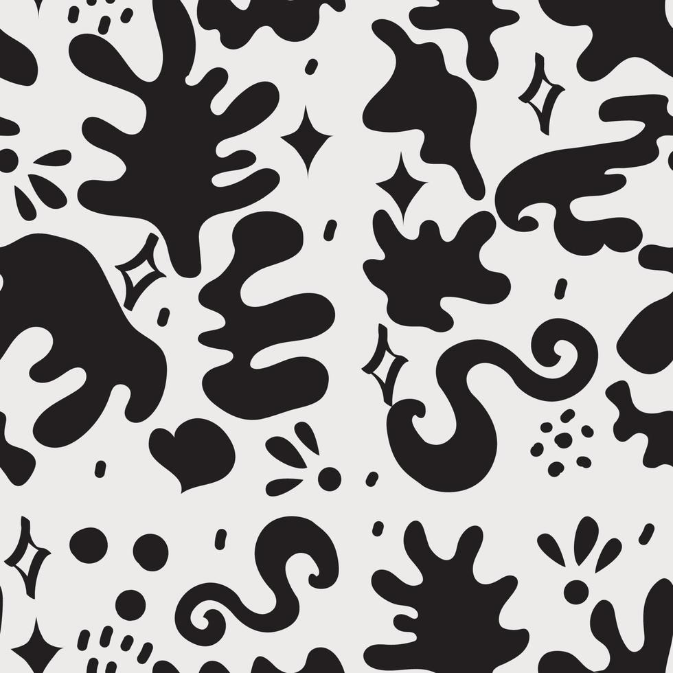 Abstract shapes seamless pattern. Trendy colorful freehand background design. Matisse inspired decoration wallpaper, childish nature symbols. vector