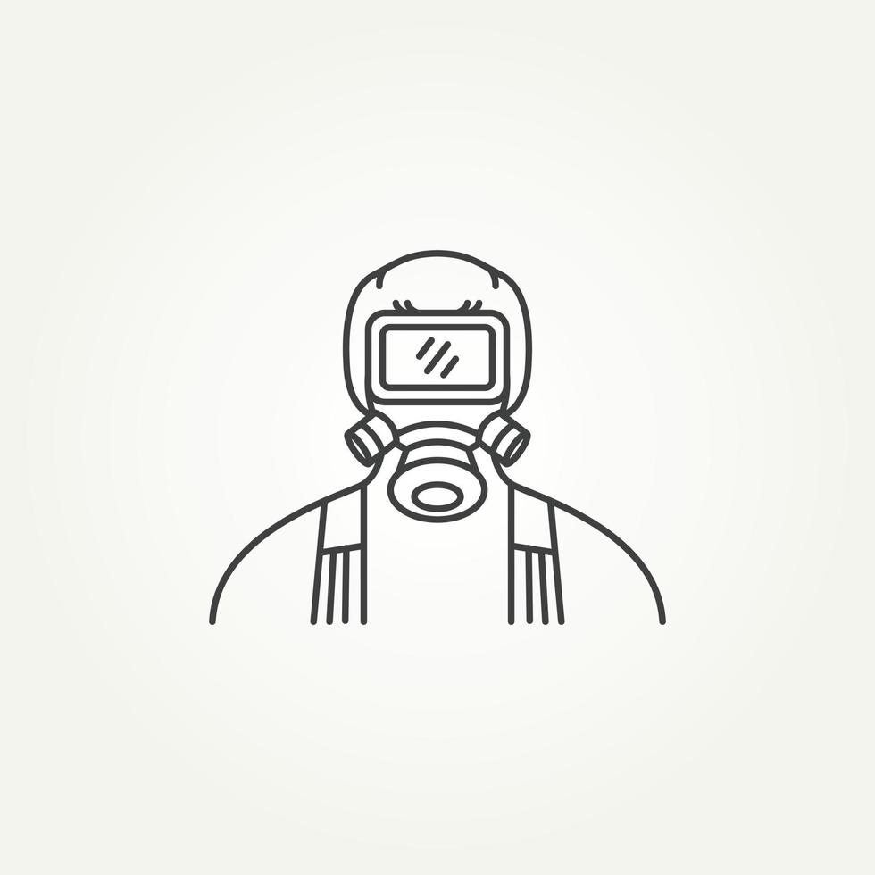 minimalist gas mask pest control line art icon logo template vector illustration design. simple modern pest or insect control service vector symbol icon logo concept