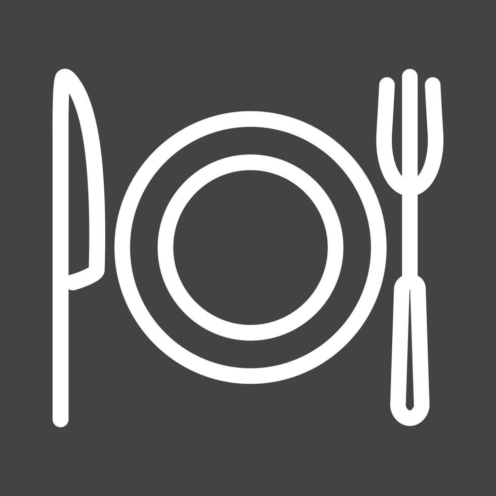 Plate with fork and knife Line Inverted Icon vector