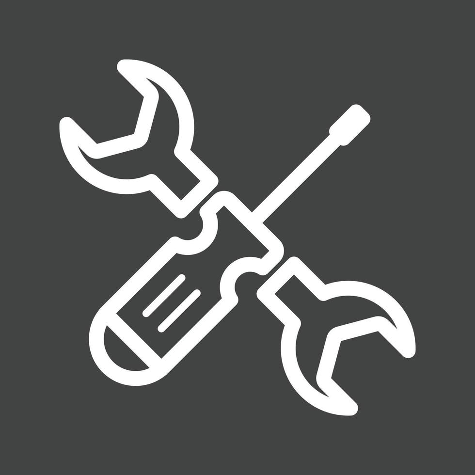 Wrench and Screw Driver Line Inverted Icon vector