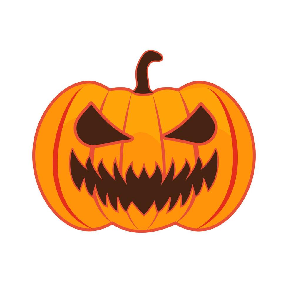 Halloween Scary Pumpkin Isolated Sticker Horror Celebration Vector Illustration