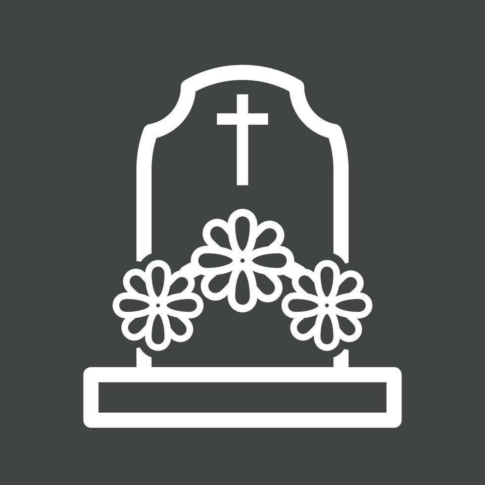 tumba con línea de flores icono invertido vector