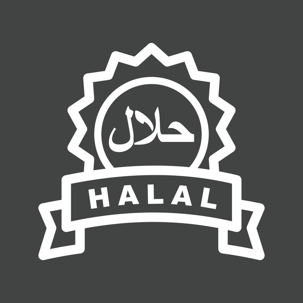 icono de línea de etiqueta halal invertida vector