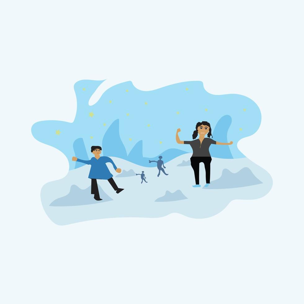 Flat Illustration Christmas Playing Snowball vector