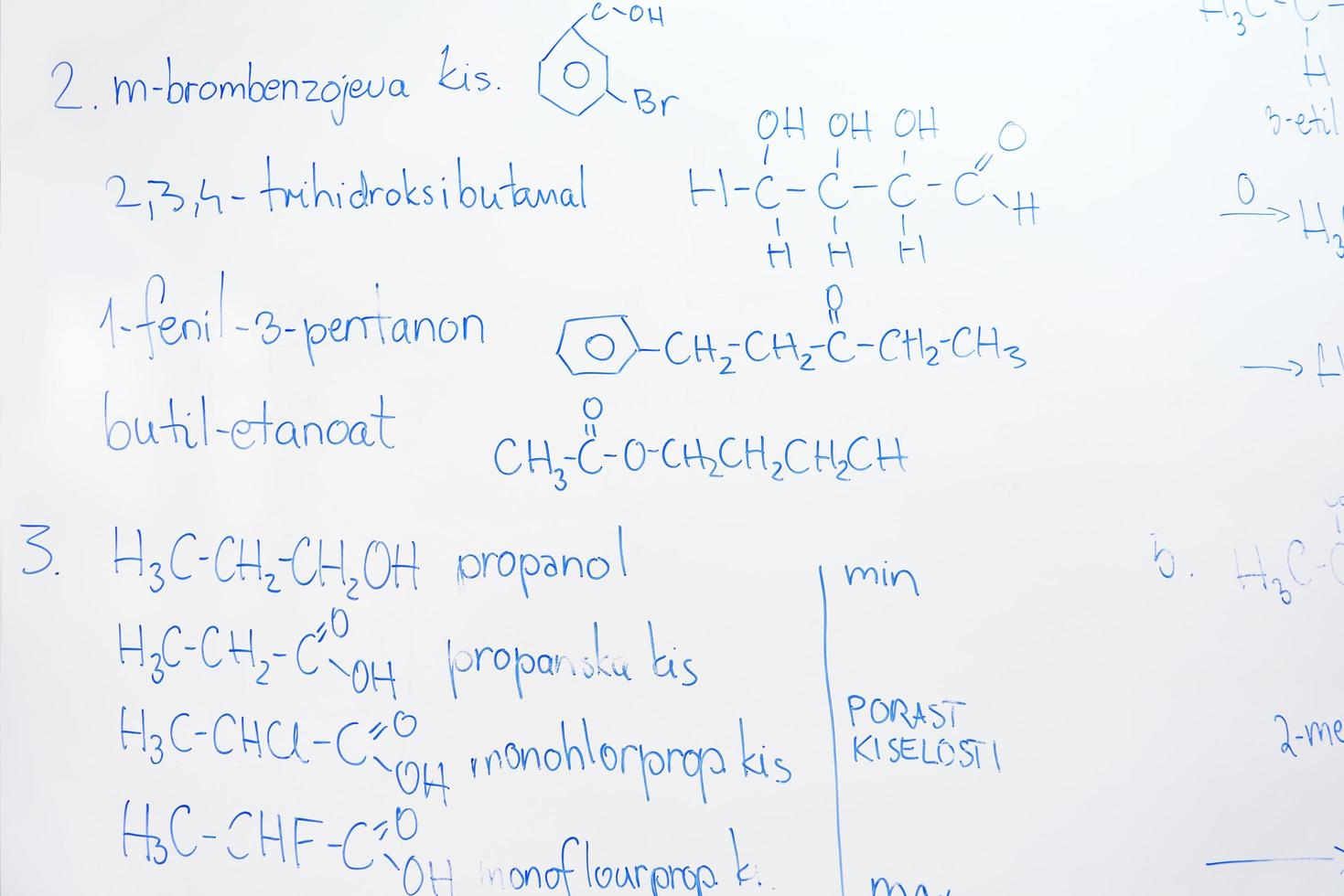 chemical molecule structure on white boar photo