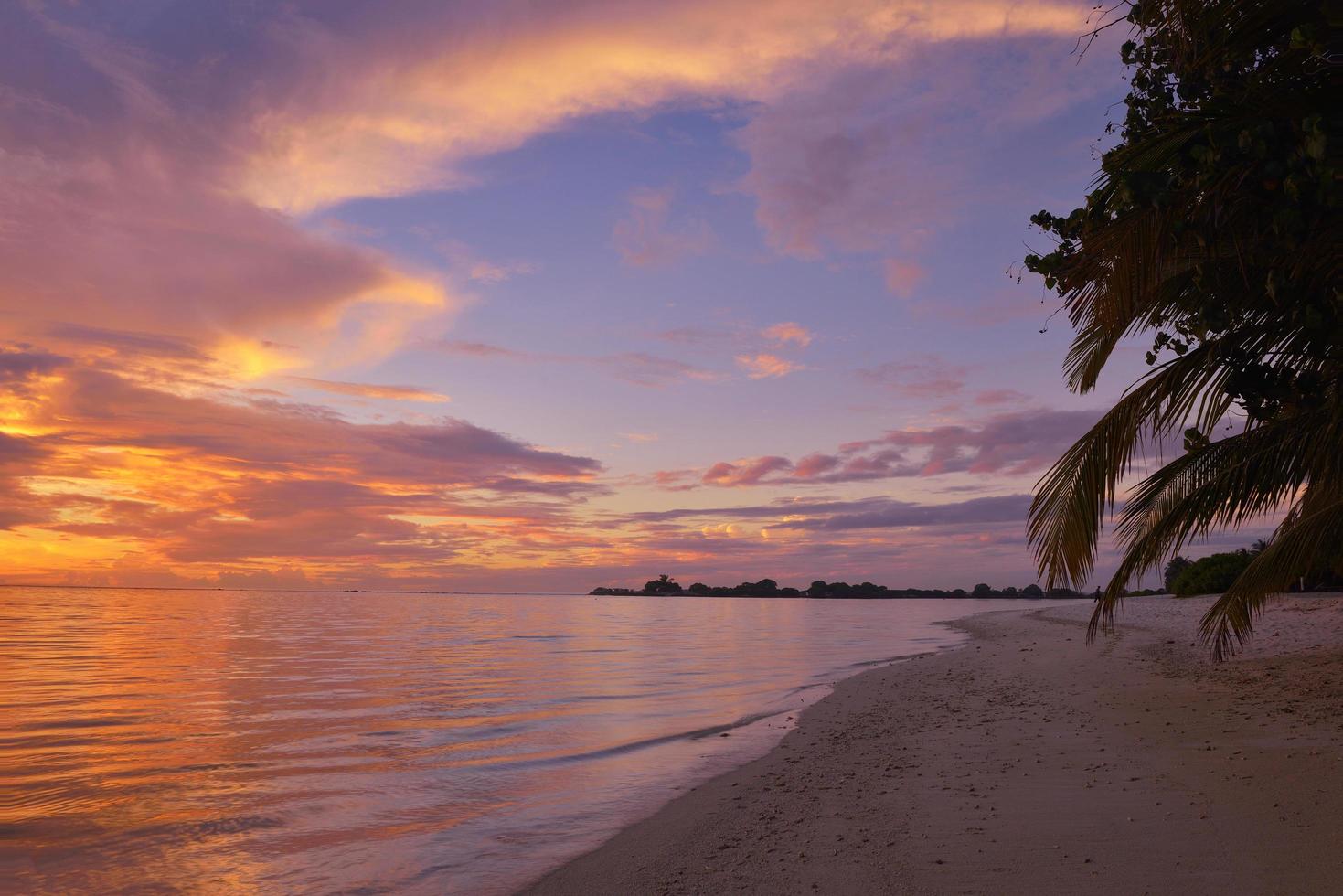 puesta de sol playa tropical foto