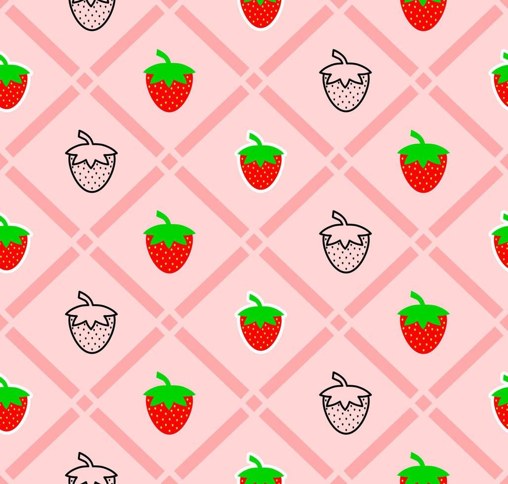 Strawberry seamless pattern with line and various strawberry style design. Texture for fabric, wrapping, wallpaper or decorative print. vector